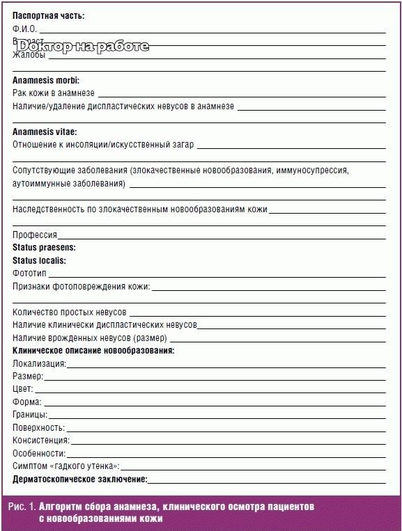Пациентов с новообразованиями кожи. Осмотр терапевта бланк образец. Бланк анамнеза. Лист первичного осмотра. Лист первичного осмотра больного.